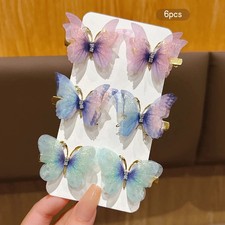 6 Colorful Butterfly Hair Clips, Cute Hair Accessories, Sweet and Stylish Hair C