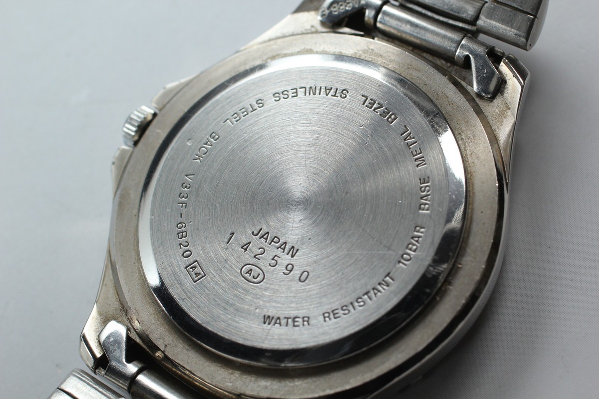 Serviced Vtg 1991 Seiko Alba Carib V33F-6B20 Sun-Moon Quartz Mens 