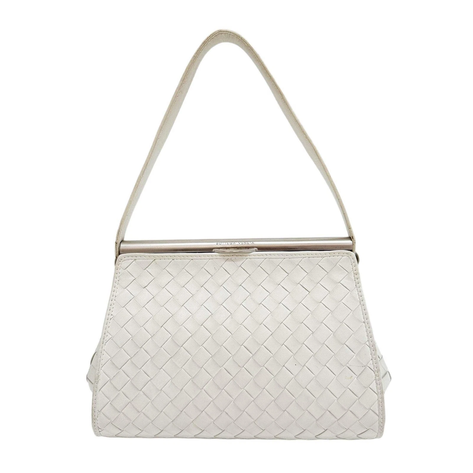 Bottega Veneta — BOTTEGA VENETA White Intrecciato Leather Shoulder Bag
