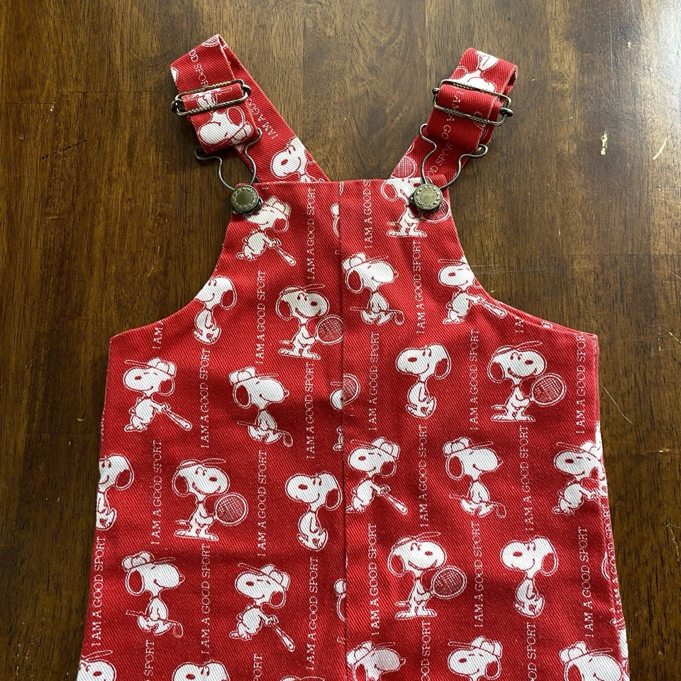 Mono deportivo vintage rojo preppy Snoopy Peanuts bebé 0-3 meses Foto 2 de 4