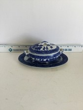 VTG Child's Toy Blue Willow Covered Casserole Dish w/ Lid  Platter
