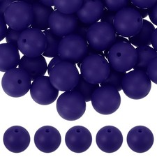 60 Pcs Silicone Beads, 15mm Bulk Beads for Keychain Making, Navy Blue