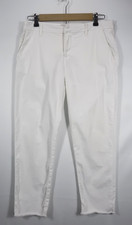 Frank Eileen White Wicklow Pants Italian Chinos Cropped Stretch Raw Hem Size 8