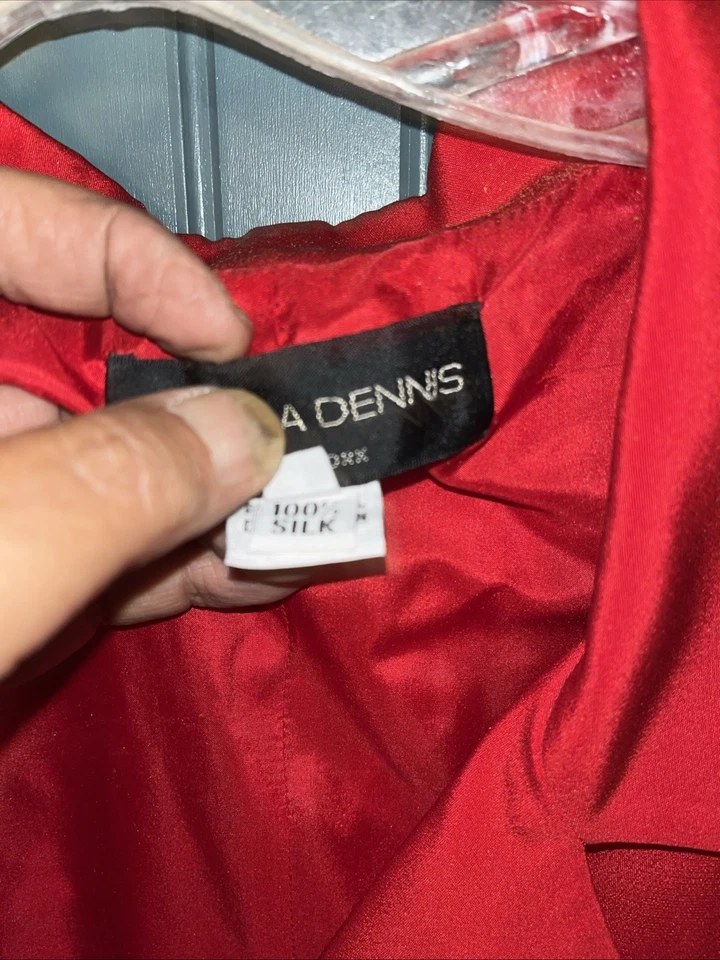 Vtg Pamela Dennis Size 4 Blazer Red With Belt 100% Silk - Image 4 of 4