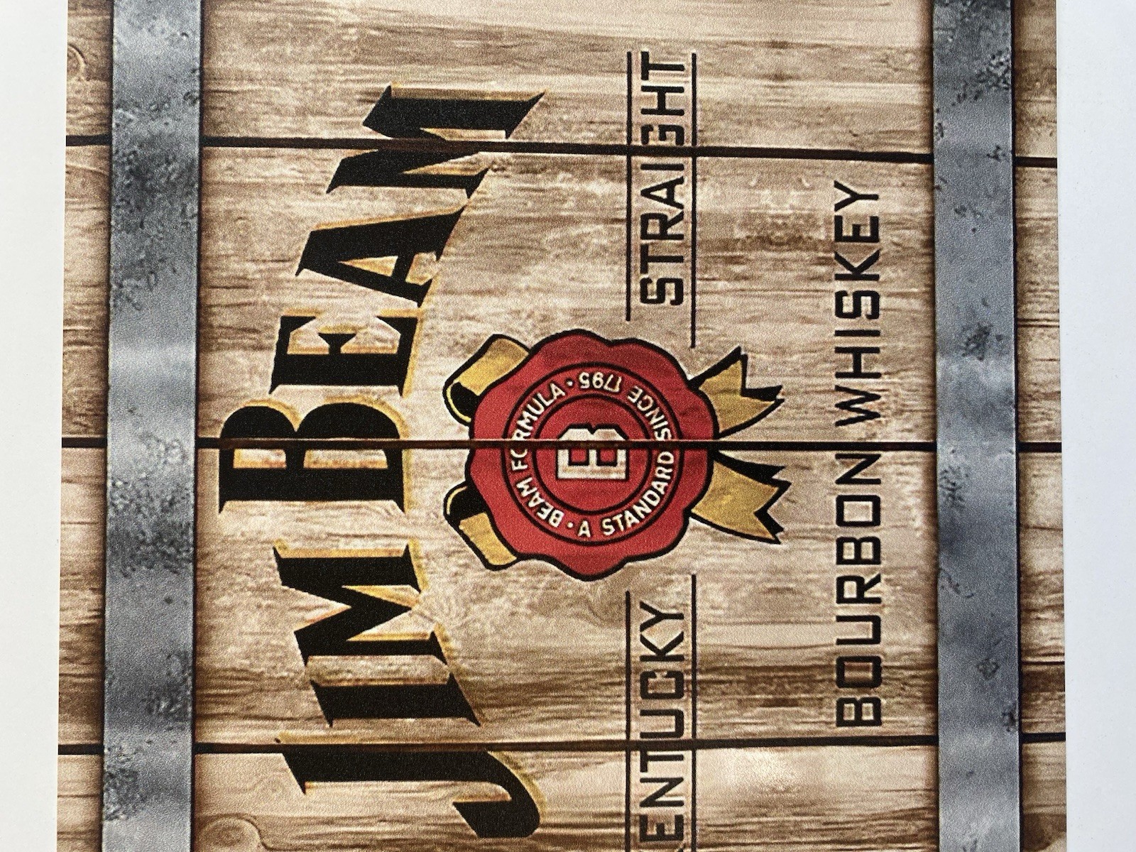Jim Beam Kentucky Bourbon Whiskey Sign - Metal - Barrel
