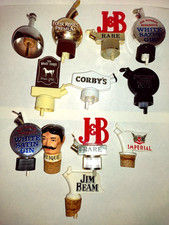 Pour Spouts Lot Stoppers Liquor Whiskey Man Imperial Beam Four Roses Corbys Ball