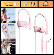 Wired Over Ear Earbuds with Microphone  Volume Control, Sweatproof Sport Headph