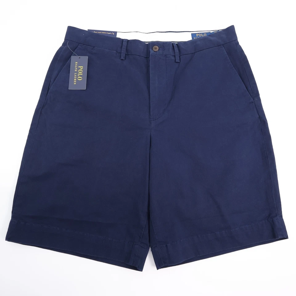 NUEVO Polo Ralph Lauren Azul Marino Elastizado Calce Clásico Pantalones Cortos Frente Plano Para Hombres 34 Foto 2 de 4