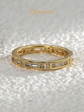 Gold Cubic Zirconia Baguette Eternity Ring Sizes 5 8 9
