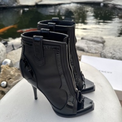 995  Givenchy Shark Leder High Heel Stiefel Pumps ZIP Cowboy Boots