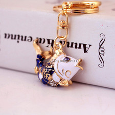 Carp Crystal Rhinestone Keyring Keychain Pendant Bag Purse Car Key Chain Ring