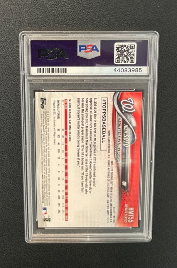 2018 Topps Chrome Update  Juan Soto #HMT55 Rookie Card Nationals PSA 10 GEM MT view 2
