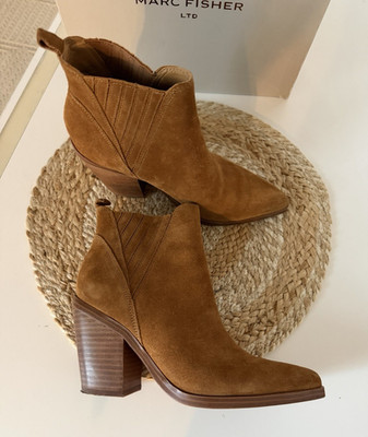 Marc Fisher LTD Women s Brown Suede Pointed Toe Ankle Boot Pull-On