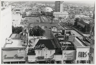 orig. Photo Los Angeles Downtown View from Above 1960s Shops Advertising USA