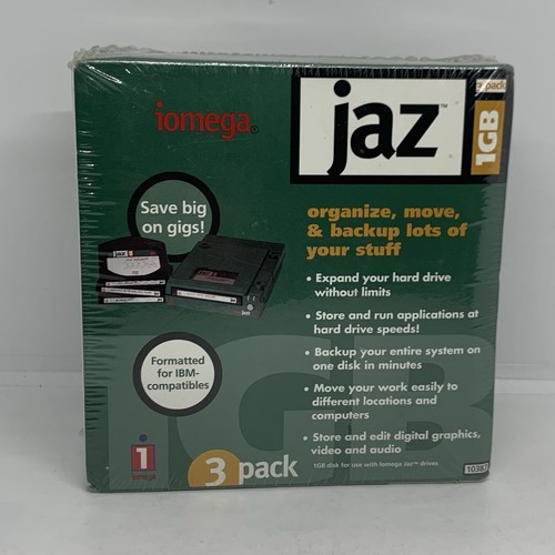 Iomega Jaz 1GB Disk 3 Pack Formated for IBM-Compatibles Sealed NOS - Afbeelding 6 van 6