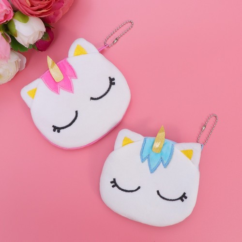 2 PCS Portafoglio Di Monete Per Bambole Peluche Unicorno Bambino Tasca