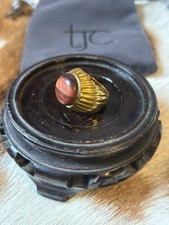 EverTrue Red Tiger Eye Solitaire Ring in Yellow Gold Plated 12.36 Ct. Size N