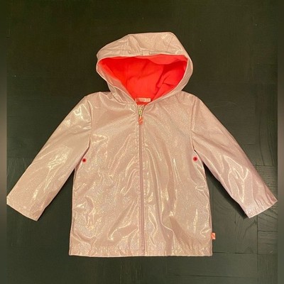 Billieblush Pink Sparkle Fleece Lined Raincoat Jacket - Size 3 Years