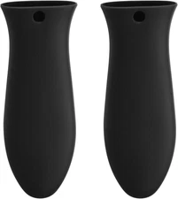 uxcell Silicone Hot Handle Holders Cast Iron Handle Covers Sleeve, 2pcs (Black)