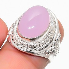 Pink Rose Quartz Gemstone 925 Sterling Silver Jewelry All Size Ring For Gift