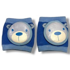 Wootie Knee Pads Blue Knit Bear Print Soft Knit for Crawling