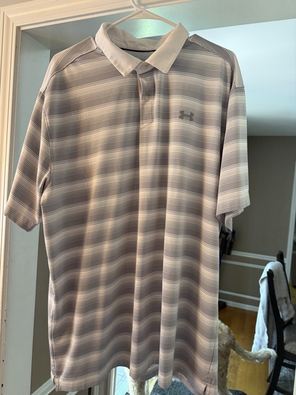 Under Armour Men's Gray White Short Sleeve Golf Polo Shirt XXL