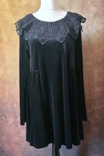 Disturbia Black Lace Collar Smock Dress - Witchy Gothic - Size 8 fits like 10-12