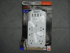 Commercial Electric 6-Outlet Smart Surge Protector with 4-USB Ports White