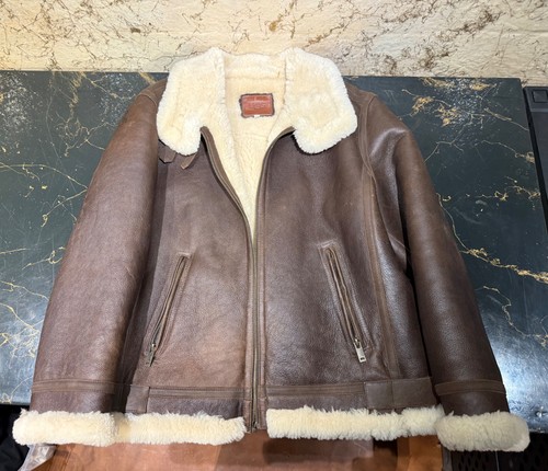Leather UGG Sheerling wool aviator bomber jacket - Size XL