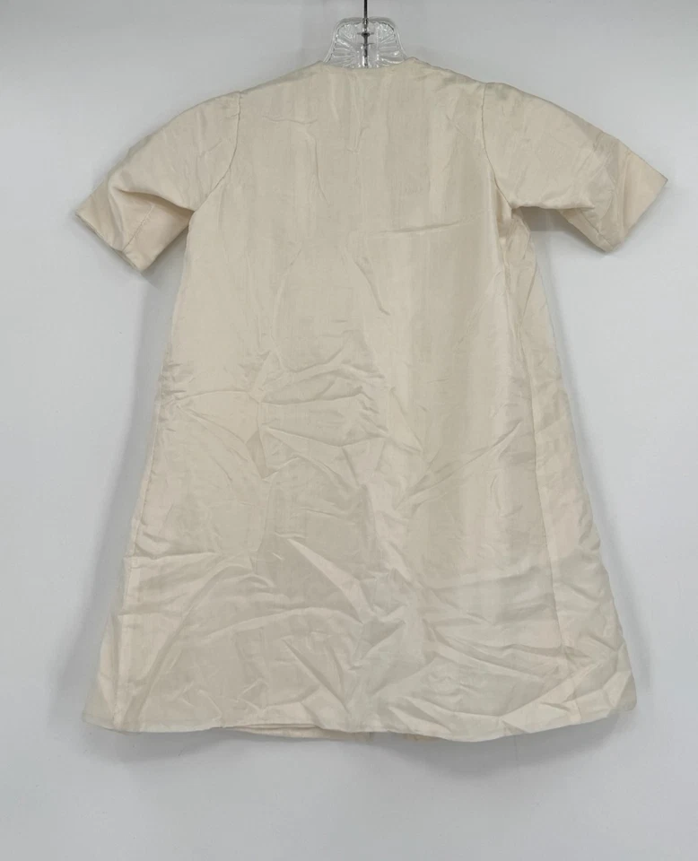 Sobretudo de batizado vintage bebê infantil marfim cetim feito na França - Imagem 2 de 4