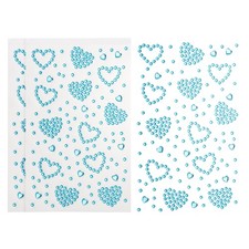 3Sheets Heart Gem Sticker, Face Gem Stickers, Blue