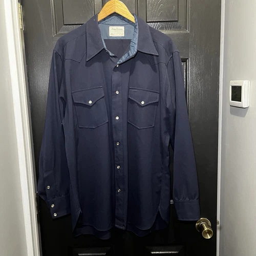 Vintage Pendleton Shirt Mens Size XL Navy Wool Western Pearl Snap Country TLC