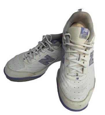 New Balance Womens 806 Tennis Shoes 8.5 White Purple Leather Walking Sneakers