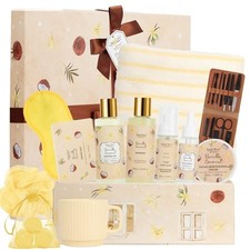 33Pcs Coconut Vanilla Spa Bath Gift Basket for Women Men, Skin Care Set