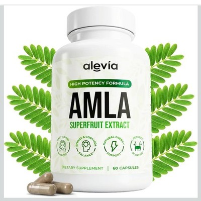 Alevia Organic Amla Capsules 1000mg   Indian Gooseberry Amla Fruit Supplement