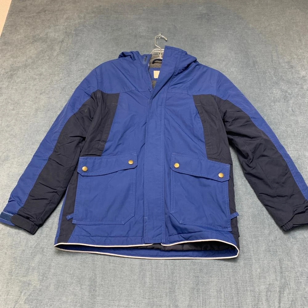VTG Lands' End Parka Jacket Kids M(10-12) Blue Full Zip Waterproof Insulated