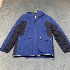 VTG Lands' End Parka Jacket Kids M 10-12 Blue Full Zip Waterproof Insulated