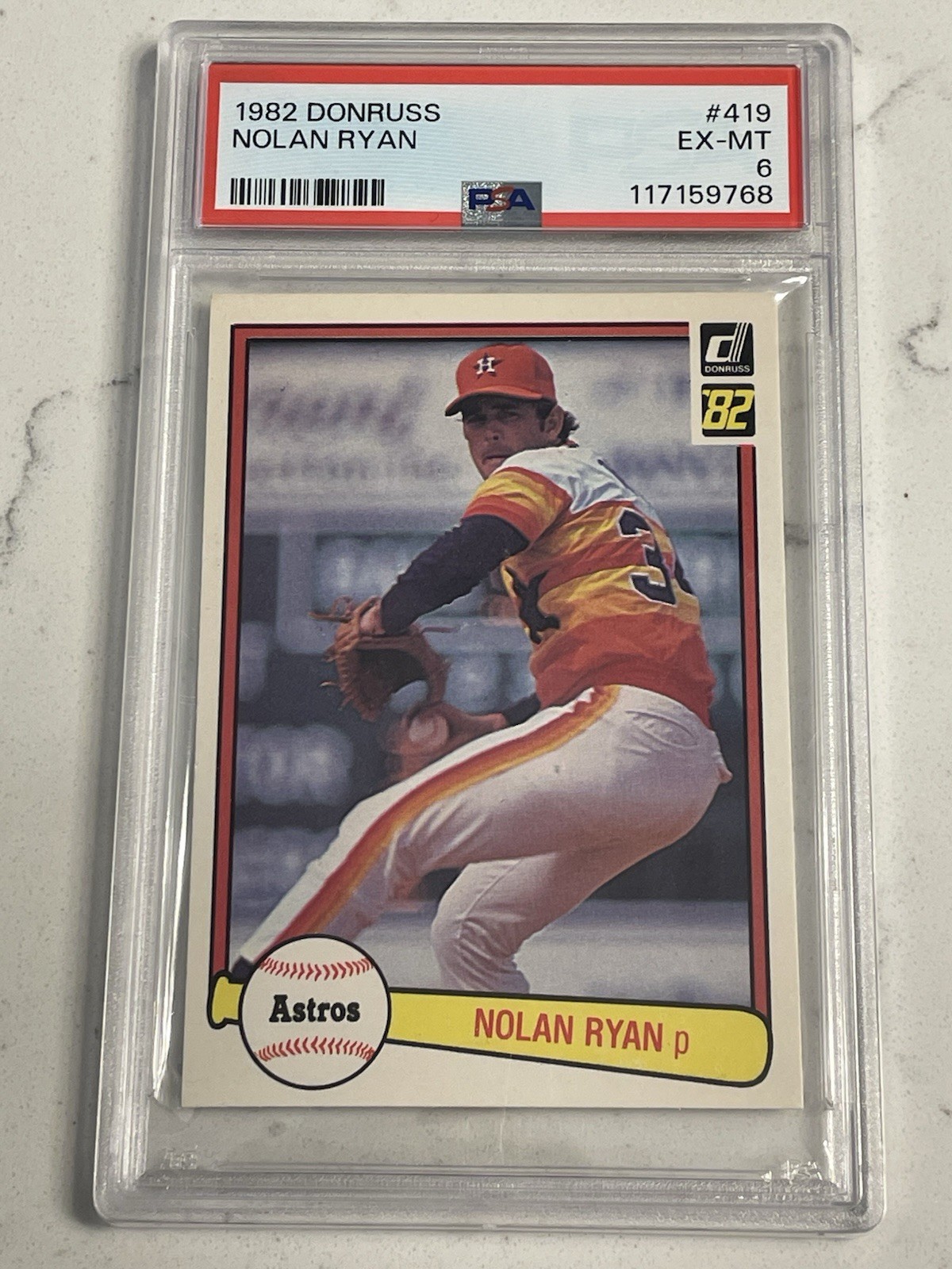 1982 DONRUSS #419 NOLAN RYAN PSA 6 EX/MT