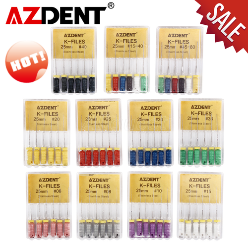AZDENT Dental Endo Root Canal Files Hand Use KFiles Stainless Steel