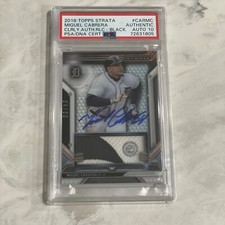 2016 topps strata Miguel Cabrera patch auto PSA 10 game worn 2015 MLB AUTH 2 hit