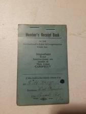 1918 BROTHERHOOD'S RELIEF AND COMPENSATION FUND Members Receipt Book 