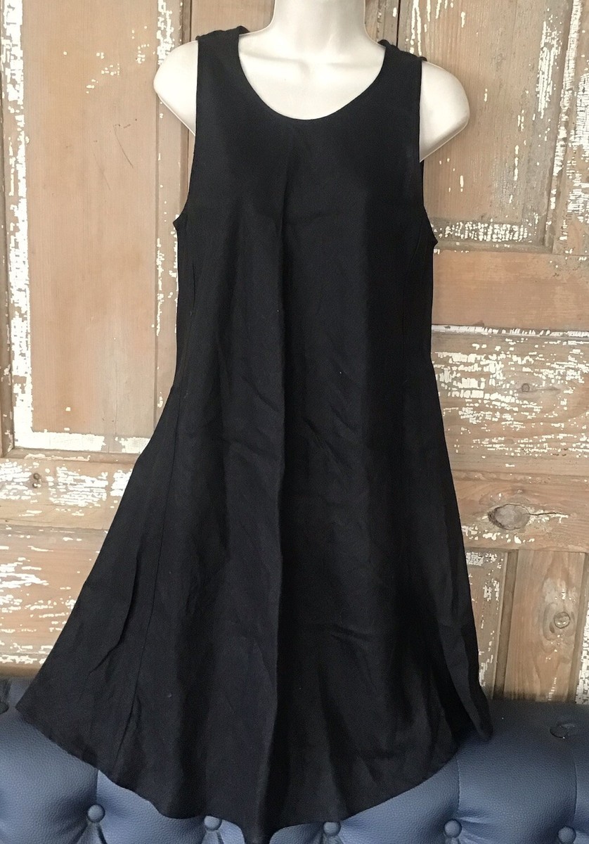 chinese dress ladies Livia Button Dress - Black Linen main image 0