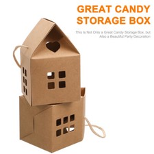10PCS House Shaped Paper Boxes Handheld Present Bags Multi-function Candy Boxes
