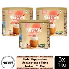 Nescafe Gold Instant Coffee Granules 1kg Unsweetened Cappuccino, 3 Pack