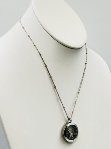 Origami Owl Silver Tone Chain Necklace & Locket w/