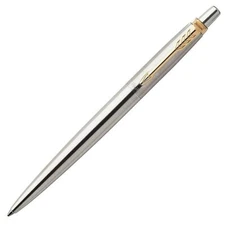 Parker Jotter Ballpoint Pen, Stainless Steel & Gold, Made In France