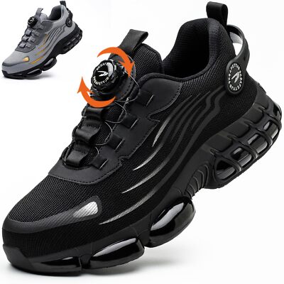 Work Safety Shoes Steel Toe Cap Men Boots Rotating Buckle Breathable Lightweight