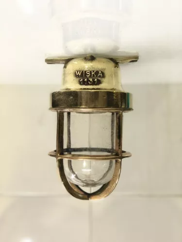 Vintage Wiska Brass Bulkhead Light Set (2) – Nautical Ceiling Décor