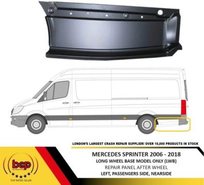 MERCEDES SPRINTER 2006 2018 LWB SIDE LOWER PANEL REPAIR AFTER WHEEL LEFT  UK