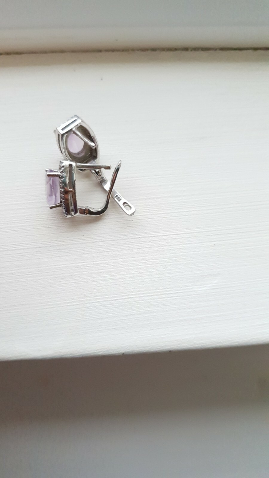 Solid Silver Amethyst Halo Earrings - image 7